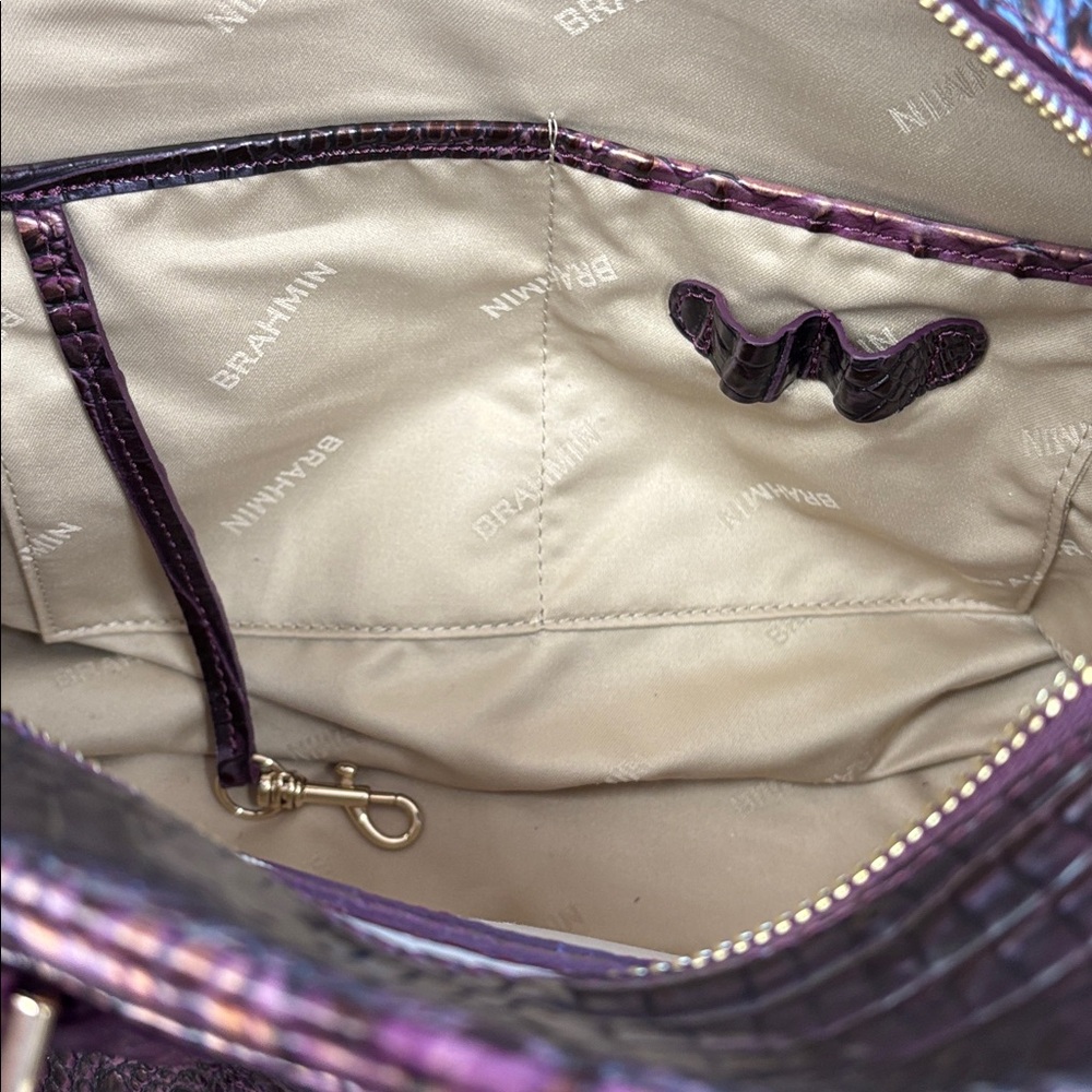 Brahmin Marissa Purple Croc-Embossed Satchel Bag - Women - Picture 6 of 8